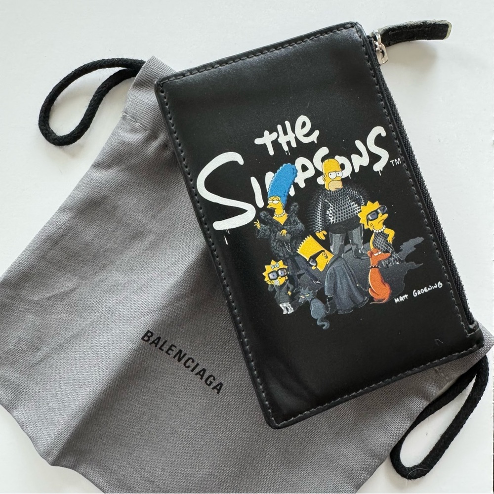 Balenciaga x The Simpsons Black Leather Zip Wallet